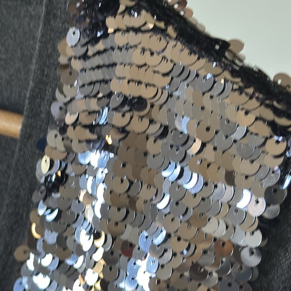 Michael Kors Silver Sequined Cardigan Charcoal Gray Size XS - Picture 2 of 7